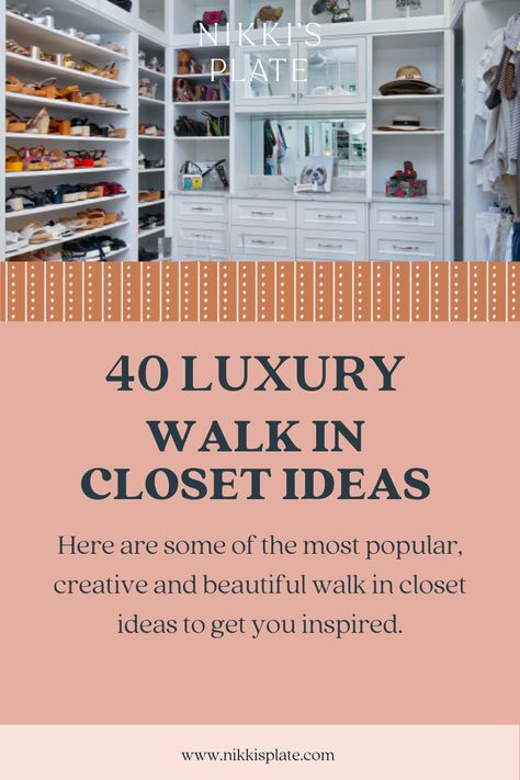 Diy Luxury Walk In Closet, Large Closets Walk In, Designer Closet Ideas, Walk In Closet With Drawers And Shelves, Custom Master Closet Built Ins, Luxury Master Closet Design, Walk In Closet Ideas Master Luxury Women, Feminine Walk In Closet, Best Walk In Closets