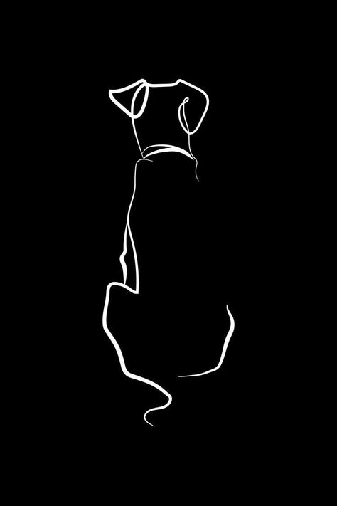 Black Labrador Dog Wallpaper, Black Dog Wallpaper Aesthetic, Cool Dog Wallpaper, Dog Background Wallpapers, Black Dog Drawing, Black Dogs Aesthetic, Line Art Black Background, Art On Black Background, Line Drawing Dog