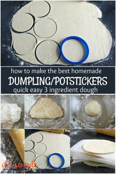 You will be amazed at how easy it is to make your own Asian dumplings/potstickers at home with this 3 ingredient dough recipe! #AsianRecipes #Dough #homemade #potstickers #dumplingrecipes #kidfriendly 3 Ingredient Dough, Homemade Dumplings Dough, Asian Dumpling Recipe, Homemade Potstickers, Homemade Dumplings Recipe, Potstickers Recipe, Asian Dumplings, Noodle Bowls Recipes, Easy Dumplings