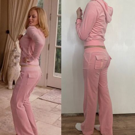 Tracksuit Outfit Women 2000s, Womens 2000s Outfits, Juicy Couture Track Suit Vintage, 2000 Juicy Couture, Y2k Juicy Couture Tracksuit, Light Pink Juicy Couture Tracksuit, Juicy Couture Tracksuit Outfit Ideas, Juicy Catore Track Suit Outfit, Y2k Juicy Couture Aesthetic