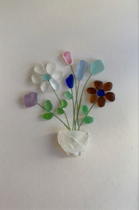 Cape Breton Seaglass Bouquet | Sea glass art diy, Sea glass crafts, Beach glass crafts in 2022 | Sea glass art diy, Sea glass crafts, Beach glass crafts Beach Glass Art Diy, Sea Glass Crafts Diy, Sea Glass Crafts Ideas, Seaglass Art Ideas, Glass Decoration Ideas, Sea Glass Art Ideas, Diy Table Decorations, Sea Glass Flowers, Sea Glass Pictures