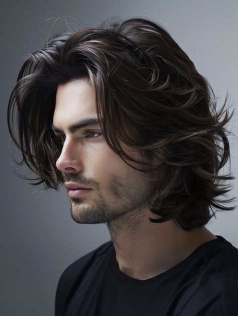 Long Haircut Man, Longish Hair Men, Medium Long Wavy Hair, Man Long Hairstyle, Long Layered Hair Men, Men's Long Hairstyles Straight, Wavy To Straight Hair, Men's Long Hairstyles Wavy, Wolf Haircut Men