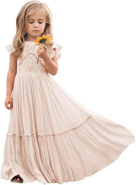 Amazon.com: Girwem Boho Toddler Flower Girls Dresses for Wedding Lace Embroidery Bridesmaid Dresses Long Chiffon Party Dresses 4 Apricot: Clothing, Shoes & Jewelry Fall Wedding Flower Girl Dresses, Winter Flower Girl Dresses, Fall Wedding Flower Girl, Winter Flower Girl Dress, Girls Dresses For Wedding, Winter Flower Girl, Beach Flower Girl Dresses, Boho Flower Girl Dress, Girls Boho Dress