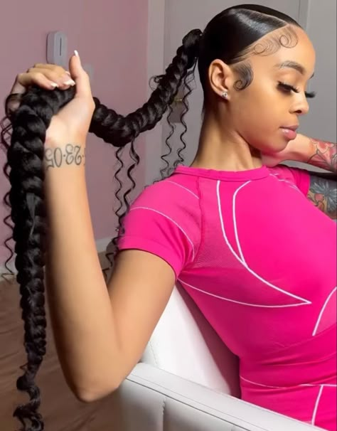 Ponytail Hairstyle Ideas, Sleek Braided Ponytail, Sleek Ponytail Hairstyles, Ponytail Hairstyle, Black Ponytail Hairstyles, Cute Braided Hairstyles, Quick Braided Hairstyles, Braided Hairstyle, Protective Hairstyles Braids