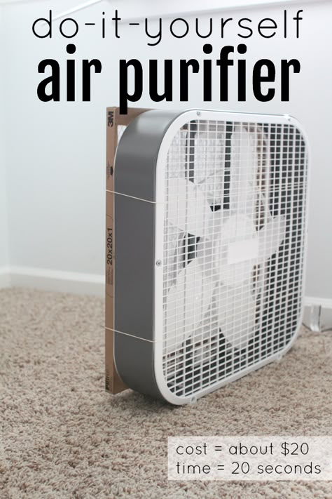 This idea is brilliant!  Forget air purifiers that cost hundreds of dollars...this DIY Air Purifier can be made in  20 seconds for about 20 dollars. Diy Air Purifier, Natural Air Purifier, 20 Dollars, Air Purifiers, Cleaning Ideas, Hepa Filter, Diy Cleaning Products, Clean Air, Household Tips