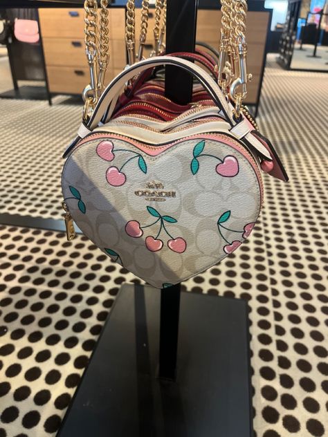 Coach Heart Purse, Baddie Bags, Coach Heart Bag, Girly Bags, Crossbody Bags For Women, Heart Bag, Coach Crossbody, Fancy Bags, Designer Crossbody