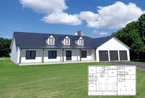 BuckeyePlans - Etsy Barndominium Plans, Custom Home Plans, Porch Area, Barndominium Floor Plans, Farmhouse Barndominium, Garage Apartment, Apartment Plans, Luxury Bedroom Master, Steel House