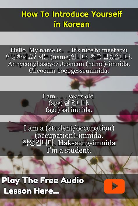 Introduce Yourself In Korean, Learning Korean Grammar, Learn Basic Korean, Learn Korean Alphabet, Bahasa Jepun, Easy Korean Words, Learn Hangul, Learn Korea, Learning Languages Tips