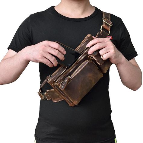 Ekphero Multi-pockets Fanny Pack Hip Pack Belt Bag Chest Bag Waist Bag is worth buying - NewChic Mobile Mens Waist Bag, Cheap Crossbody Bags, Hip Pack, Leather Backpacks, Bags Messenger, Backpacking Tips, Leather Fanny Pack, Duffle Bags, Laptop Bags