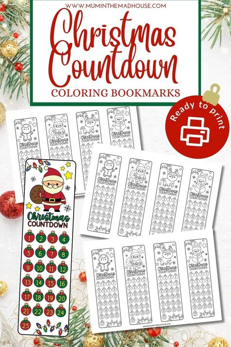 Fun Christmas Countdown Bookmarks to Colour – Perfect for Kids! Christmas Bookmarks Printable, Free Printable Bookmarks To Color, Christmas Family Crafts, Printable Bookmarks To Color, Printable Christmas Countdown, Christmas Craft Activities, Reading Ideas For Kids, Bookmarks To Color, Countdown Christmas