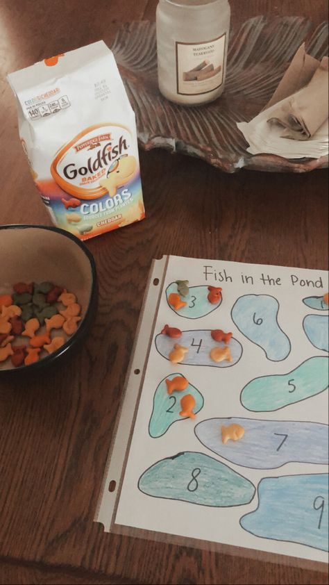 Gold Fish Activities For Preschool, Once I Caught A Fish Alive Activities, Goldfish Activities, Ocean Kindergarten, Number Games For Kids, Homeschool Themes, Goldfish Snack, Fish In The Water, Family Daycare