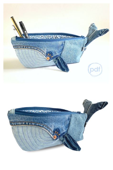 Jean Whale Pencil Case Sewing pattern | Fabric Art DIY Sewing Patterns Pencil Case, Neoprene Sewing Projects, Whale Purse Pattern, Pen Pouch Sewing Pattern, Whale Pencil Case Pattern, Whale Pencil Case Pattern Free, Shark Pencil Case Pattern Free, Pencil Bag Sewing Pattern, Sewing Patterns Bag