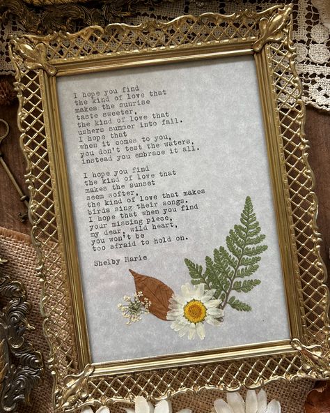 Which framed poem is your favourite? Find these framed poems, typewriter poems, signed copies of both of my poetry books, and poetry prints on my online shop 🥰 Each framed poem is one of a kind, hand typed on my antique Underwood typewriter from 1911, and made with so much love and magic 🕯️🍂 Check out my website to see the full collection! #framedpoetry #poetic #poetryloving #poems #ａｅｓｔｈｅｔｉｃ #explore #poetryreels #poetryquotes #quotesaboutlife #poetrylovers #poetrycommunity #writersofins... Poem Wall Art, Typewriter Poems, Poems Aesthetic, Framed Poetry, Poetry Prints, Erasure Poetry, Magic Check, Underwood Typewriter, Framed Poem