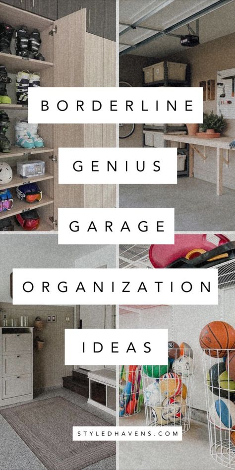 On the hunt for the best garage organization ideas? This garage storage inspiration is *SO* good, we bet you'll be in your car on the way to Target for home organization bins in five secs flat LOL. Hand-picked by two moms organizing their own garage spaces, these garage organization tips & garage organization ideas not only look great but just work soooo well - you'll be INSPIRED to ORGANIZE in no time, we just know it! Cleaning Supply Storage Garage, Neat Garage Storage Ideas, Storing Tools In The House, Garage Storage Cabinets Organizing Ideas, Garage Storage Categories, Camping Garage Storage, Small Garage Organization Ideas Storage, Garage Backpack Storage, How To Organize My Garage