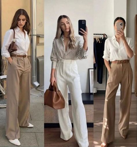 Womens Khaki Pants Outfit Business, Casual Work Outfits Beige Pants, Midsummer Outfit Ideas, Smart Casual Women Summer Work, Beige Pants Outfit Office, Formal Work Outfits Women Office Wear, Work Outfits Women Summer 2024, Biege Outfits Formal Woman, Formal Slacks Outfit Classy