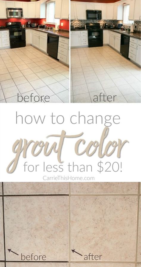 Just look at the difference!  The results were almost instantaneous and the best part is it cost LESS than $20! All it took was a little work & now we finally we had the grout color we wanted! How To Change Grout Color For Less Than $20 from http://CarrieThisHome.com Change Grout Color, Kitchen Grout, Tile Grout Color, Tuscan Homes, Grout Paint, Grout Repair, Floor Grout, Homes Decor, Tile Grout