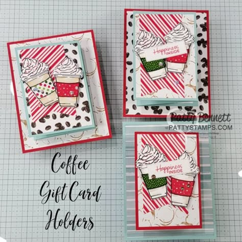 Coffee Gift Card Holder Live Video - Patty Stamps Coffee Gift Card Holder, Coffee Themed Cards, Coffee Cup Crafts, Coffee Gift Card, Coffee Gifts Card, Gift Cards Money, Christmas Gift Card Holders, Gift Card Holders, Coffee Cards