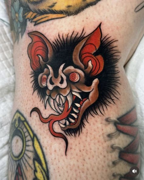 Horror Film Tattoo, Georgia Tattoos, Hyena Tattoo, Horror Tattoos, Bat Tattoo, Horror Tattoo, Pretty Tattoos, All Tattoos, Horror Films