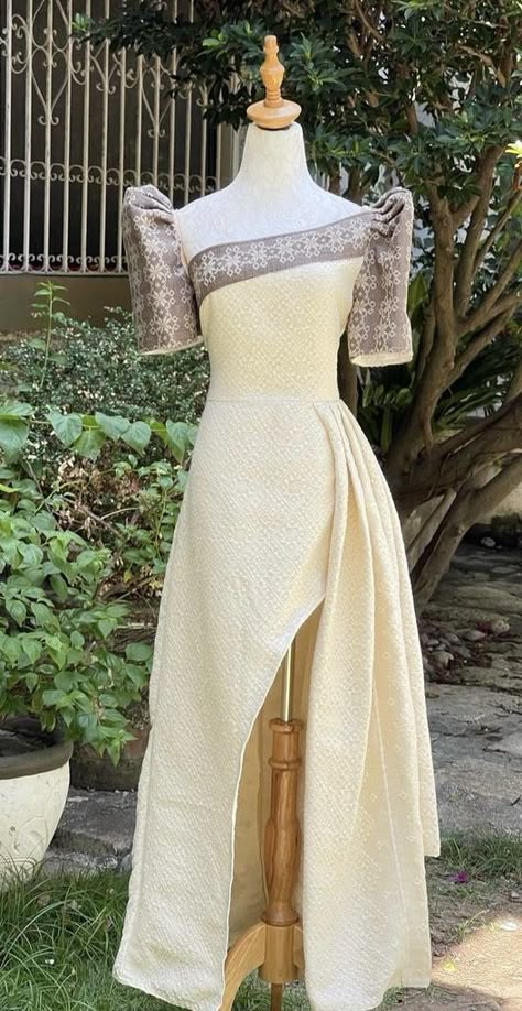 Filipiana Dress Modern Barong Tagalog, Filipiñana Dress Modern Graduation, Filipiñana Gown Modern, Filipiniana Modern Dress, Filipino Dresses Traditional, Filipiniana For Oath Taking, Silk Filipiniana, Filipiñana Dress Traditional, Balintawak Dress