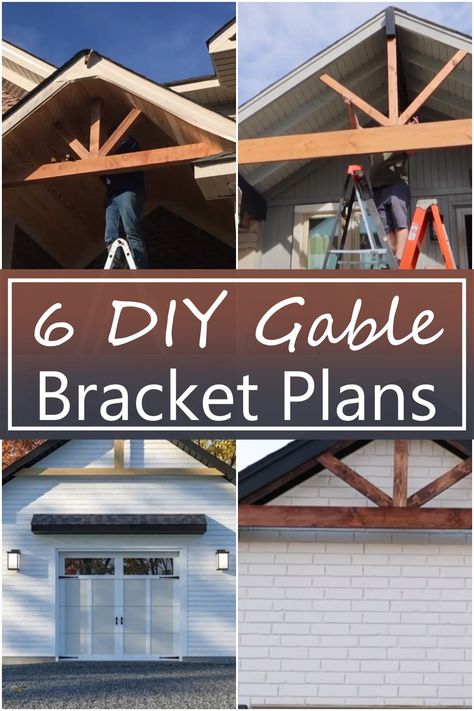 6 DIY Gable Bracket Plans - DIY Crafts Rustic Gable Front Porch, Diy Exterior Siding Ideas, Cedar Gables On House Exterior Diy, Gable Brackets Farmhouse, Gable Ends Exterior, Cedar Gable Bracket, House Peak Accents Wood, Gable Trim Ideas, Cedar Gable Accents