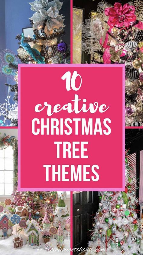 These creative Christmas tree themes are beautiful! I love all of the unique ideas for Christmas tree decorations and colors. The peacock Christmas tree decor is my favorite! Kate Spade Christmas Tree, Tree Theme Ideas, Christmas Tree Theme Ideas, Peacock Christmas Tree, Christmas Tree Theme, Woodland Christmas Tree, Coastal Christmas Tree, Peacock Christmas, Grinch Christmas Tree