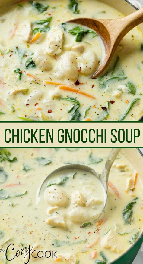 Creamy Chicken And Gnocchi, Olive Garden Chicken Gnocchi Soup Recipe, Chicken And Gnocchi, Chicken Gnocchi Soup Recipe, Gnocchi Recipes Soup, Chicken Gnocchi Soup Olive Garden, Gnocchi Dishes, Cozy Cook, Comfort Soup Recipes