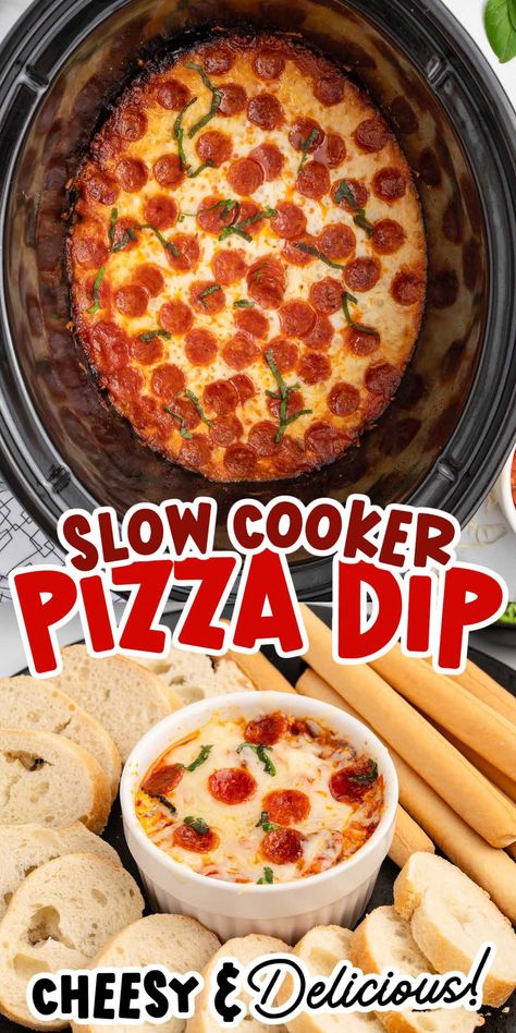 Crock Pot Pizza Dip Crock Pot Party Appetizers, Pepperoni Dip Crock Pot, Easy Crock Pot Dips For Parties, Easy Crock Pot Appetizers For A Party, Crockpot Football Recipes, Hot Dip Recipes For Crock Pot, Hot Dips For Parties Crock Pots, Pizza Appetizers Easy, Italian Dips