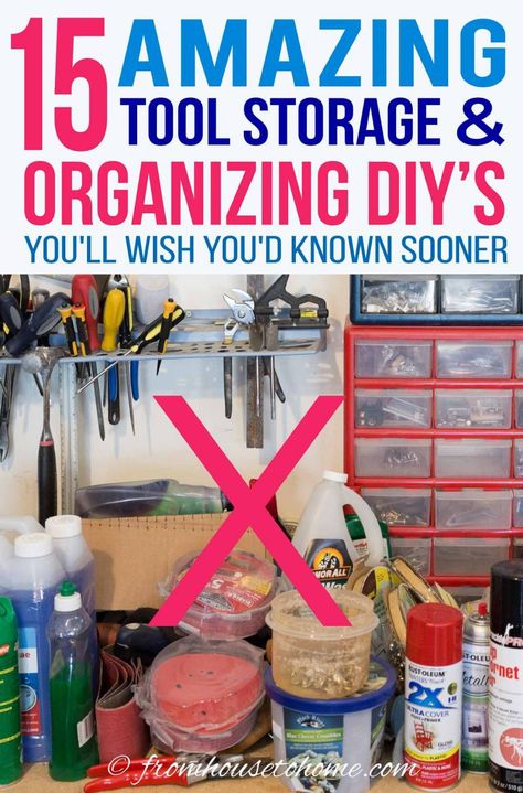 Tool Storage Ideas: 15 Of The Best Ways to Organize Tools | Home Organization Garage Tool Bench Organization, Best Way To Organize Tools, Rolling Tool Storage, Metal Building Storage Ideas, Work Bench Ideas Organization, Tool Bench Organization, Garage Organization Ideas Cheap, Organize Workshop, Organizing Ideas Bathroom