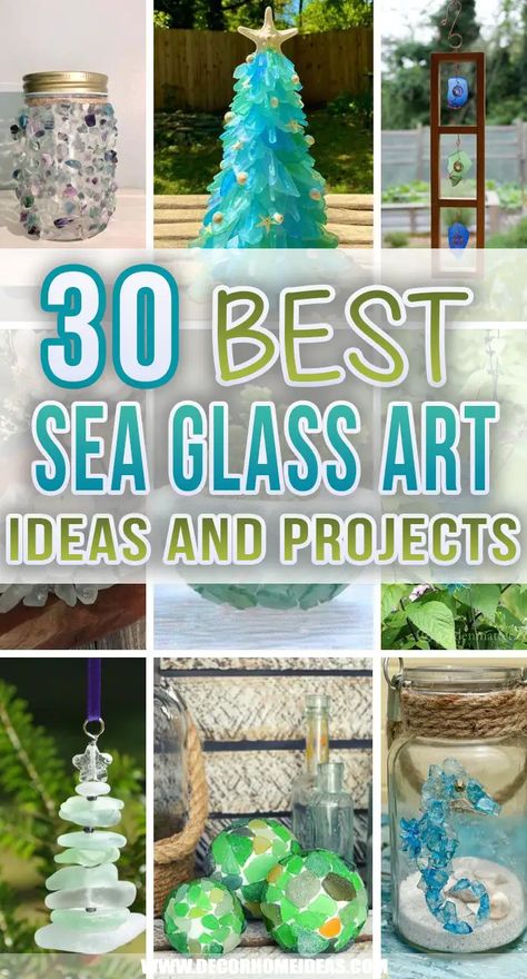 Sea Glass Bottles Diy, Diy Sea Glass Wind Chime, Sea Glass Wind Chimes Diy, Sea Glass Wreath Diy, Seaglass Projects Diy, Seaglass Suncatcher Diy, Sea Glass Art Diy How To Make, Lake Glass Crafts, Sea Glass Succulent Diy