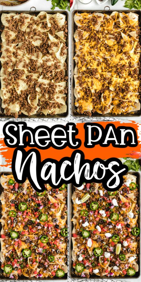 Nachos Oven, Nachos In Oven, Ground Beef Nachos, Nachos Recipe Beef, Sheet Pan Nachos, Pan Nachos, Baked Nachos, Nacho Toppings, Nachos Recipe Easy