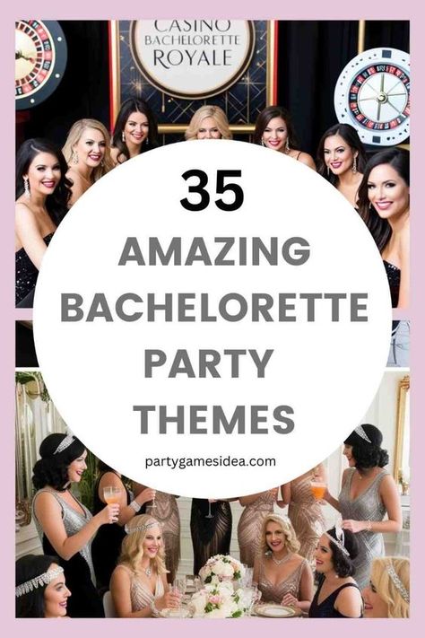 Get inspired with these fun and creative Bachelorette Party Themes! From chic spa nights and wild Vegas getaways to tropical beach parties and glamorous Hollywood-style soirées, there's something for every bride-to-be. Elevate your celebration with unique ideas that fit your vibe. #BacheloretteParty #PartyThemes #BrideTribe #BacheloretteInspo #GirlsNightOut #PartyIdeas #WeddingPlanning #BridalShower #BacheloretteFun Original Bachelorette Ideas, Trendy Bachelorette Party Ideas, Bachelorette Day Ideas, Bachellorete Ideas Theme, Batcherette Theme Ideas, Bachelorette At Home Ideas, Music Themed Bachelorette Party, Bach Theme Nights, Best Bachelorette Party Ideas