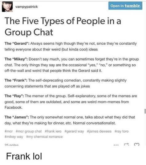 Types Of People In A Group Chat, Type Of Friends In A Group, Friend Group Stereotypes, Different Types Of Friends In A Group, Types Of People In A Friend Group, Types Of Friends In A Group, Types Of Friends, Tag Yourself, Self Deprecating Humor