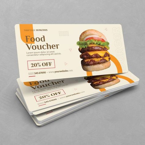 Minimalist Food Gift Voucher Corporate Identity Tickets Design, Minimalist Food, Food Vouchers, Gift Voucher Design, Food Discount, Voucher Design, Restaurant Poster, Graphic Design Brochure, Ticket Design