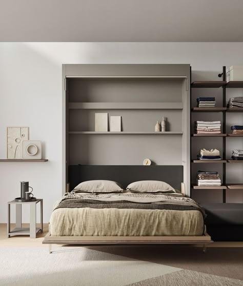 King Size Murphy Bed, Office With Murphy Bed, Wall Bed With Sofa, King Murphy Bed, Floating Entertainment Unit, Murphy Bed With Sofa, Murphy Bed Office, Bed With Sofa, Murphy Bed Sofa