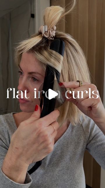 Flat Iron Curls Tutorial, Loose Waves Hair Tutorial, Jocelyn Mcclellan, Iron Curls, 200k Views, Lob Styling, Short Hair Waves, Easy Care Hairstyles, Flat Iron Curls