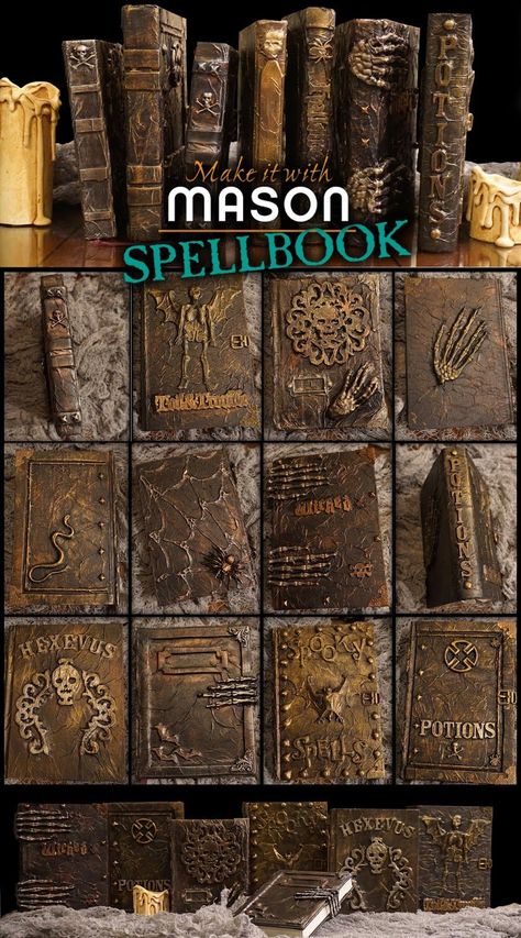 a Mason says what?: Make It With Mason - Spell Books Deco Cinema, Halloween Spell Book, Halloween Spells, Uhyggelig Halloween, Spell Books, Anniversaire Harry Potter, Theme Harry Potter, Diy Halloween Decor, Harry Potter Halloween