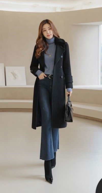 Formal Outfit Women Winter, Female Ceo Outfits Korean, Work Outfits Korean Style, Everland Korea Outfit, Turtle Neck Outfits For Women, Korean Work Outfit, Áo Blu, Professional Outfits Women, Everyday Fashion Outfits