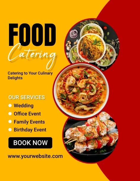 Restaurants Flyer Design, Restaurant Poster Design Ideas, Catering Services Poster, Food Price List Design, Food Posters Design, Catering Poster Design, Catering Services Flyer, Food Design Graphic, Catering Flyer Design