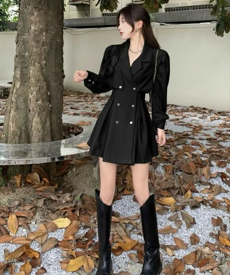 Mafia Dress, Korean Fashion Dress, Korean Girl Fashion, Korean Dress, Ulzzang Fashion, Kpop Fashion Outfits, Fancy Outfits, Teenage Fashion Outfits, Korean Outfits