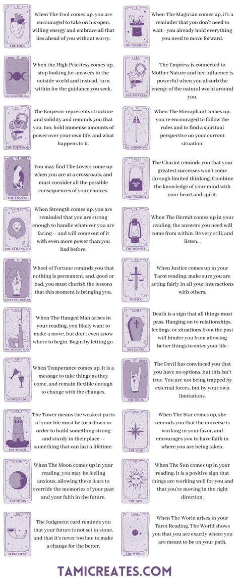 A Beginner's Guide to Tarot Cards (Free Printable) - Tami Creates Tarot Cards Guide Book, How To Use Crystals With Tarot, How To Remember Tarot Cards, Tarot Cards Instructions, The Tarot Guide, Tarot Cards Interpretation, Pick A Card Tarot Ideas, How To Memorize Tarot Cards, How To Design Tarot Cards