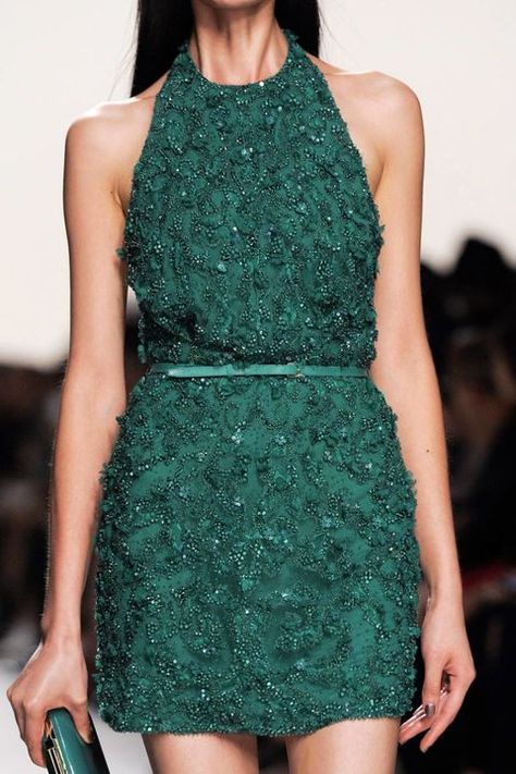 Emerald Green Cocktail Dress, Dress Event, Ellie Saab, Elie Saab Spring, Green Cocktail Dress, Lady Like, Fashion Week Spring 2014, Emerald Green Dresses, Pink Lady