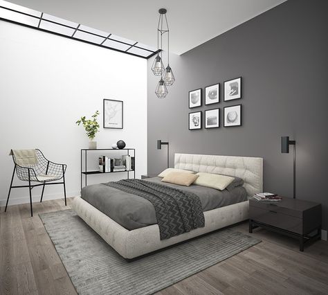 Grey Bedroom Design, Gray Bedroom Walls, Modern Minimalist Bedroom, Gray Walls, Minimalist Bedroom Design, Bedroom Setup, Dekorasi Kamar Tidur, Redecorate Bedroom, Modern Floor