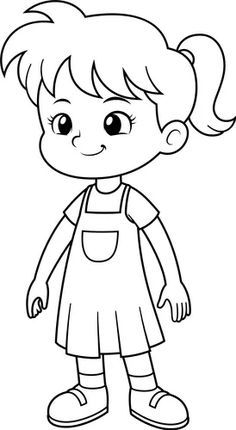 Outline Images Drawings, Cartoon Images For Drawing, Girls Cartoon Drawing, Easy Human Drawings, Cartoon Kids Drawing, Outline Of A Girl, Simple Cartoon Drawings, Simple Girl Drawing, Girl Drawing Cartoon