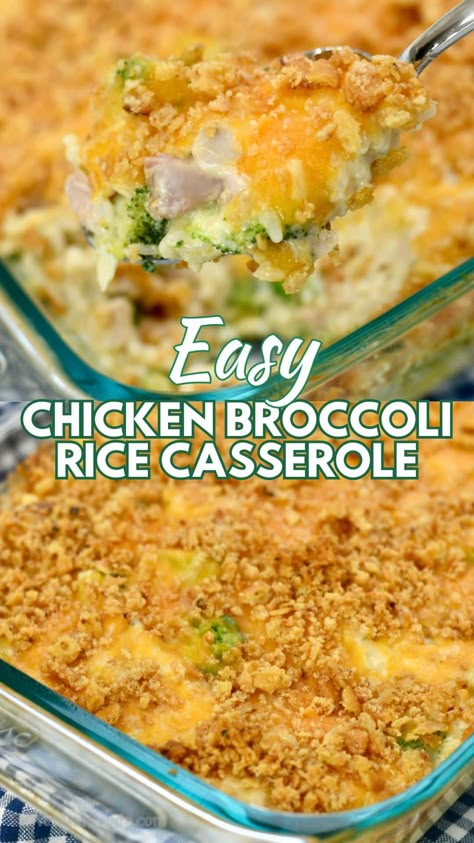 Broccoli Cheese Casserole With Rice, Easy Broccoli Rice Casserole, Easy Chicken Broccoli Rice Casserole, Easy Chicken Broccoli Rice, Southern Potluck, Chicken Broccoli Rice Cheese Casserole, Easy Chicken Casseroles, Chicken Broccoli Cheese Casserole, Chicken Broccoli And Rice Casserole