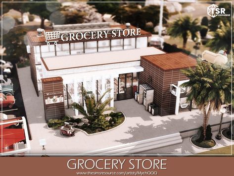 The Sims Resource - Grocery Store Sims 4 Functional Grocery Store, Sims Retail Store, Sims 4 Retail Store Build, Sims 4 Retail Cc, Sims 4 Grocery Store, Sims 4 Retail Store, Bloxburg Grocery Store, Sims4 Builds, Ts4 Builds