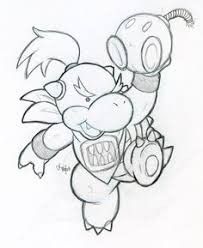 Bowser Jr. Bowser Drawing, Koopalings Art, Mario Drawing, Disney Themed Classroom, Bow Drawing, Bowser Jr, King Boo, Video Game Room Design, Doodle Tattoo