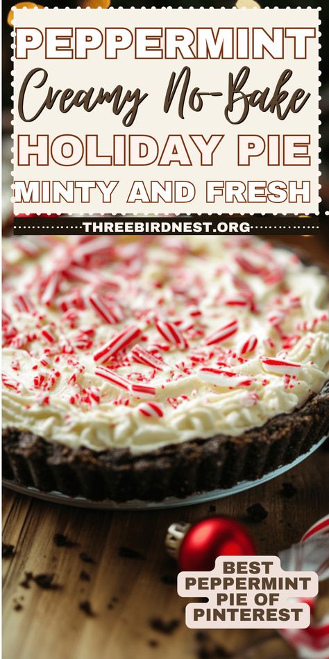 Minty Fresh Holiday Pie: Oreo Crust Meets Peppermint Cream - This Little Nest Peppermint Pie recipe for the holidays that you'll love. This no bake peppermint pie recipe is quick and easy and aesthetically pleasing for the holidays.  Peppermint pie, Peppermint no bake desserts, Peppermint holiday desserts, the best peppermint pie, peppermint dessert ideas, Christmas pie, Christmas peppermint desserts, Christmas dessert ideas. Peppermint Pie No Bake Easy, Chocolate Peppermint Pie No Bake, Peppermint Icebox Pie, Peppermint No Bake Dessert, Peppermint Bark Pie, Peppermint Pie Recipe Holidays, Peppermint Pudding Pie, No Bake Peppermint Pie, Peppermint Pie With Oreo Crust