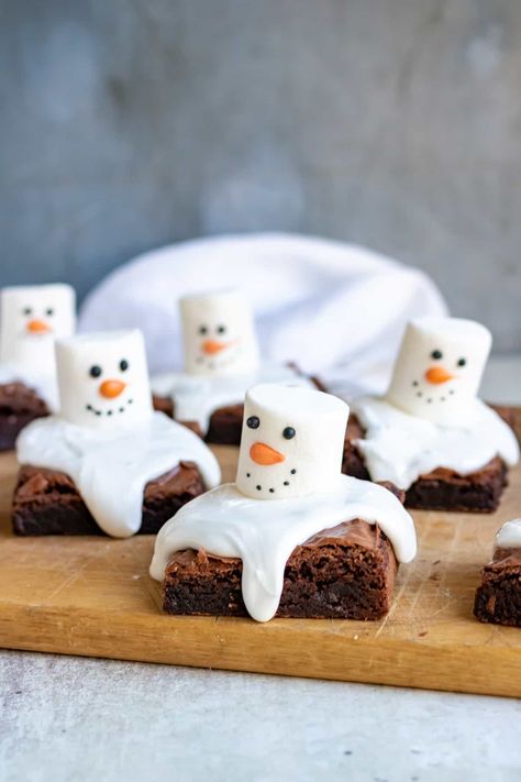 Melted Snowman, Marshmallows, Brownies, Baking Recipes, Frosting, Baking, Christmas