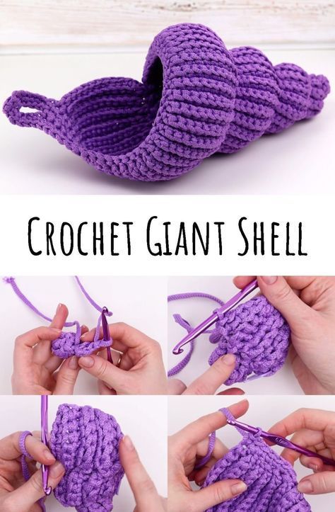 Crochet Giant Shell Crochet Shell Pillow Free Pattern, Crochet Bathroom Organizer, Crochet Clam Shell, Crochet Nest, Crochet Shell Pattern, Seashell Pillow, Crochet Organizer, Pom Crafts, T Craft