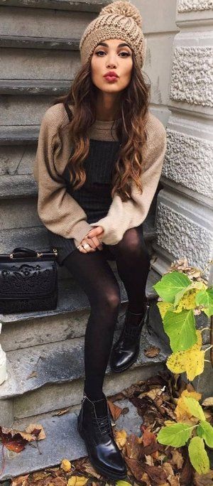 Fall beanie outfit ideas #fallfashion #falloutfits #fallstyle  #ilymixAccessories Vinter Mode Outfits, Beanie Outfit, Mandala Tattoo Design, Fall Capsule Wardrobe, Cozy Outfit, Fall Winter Style, Fashion 2018, Overall Dress, Fall Winter Fashion